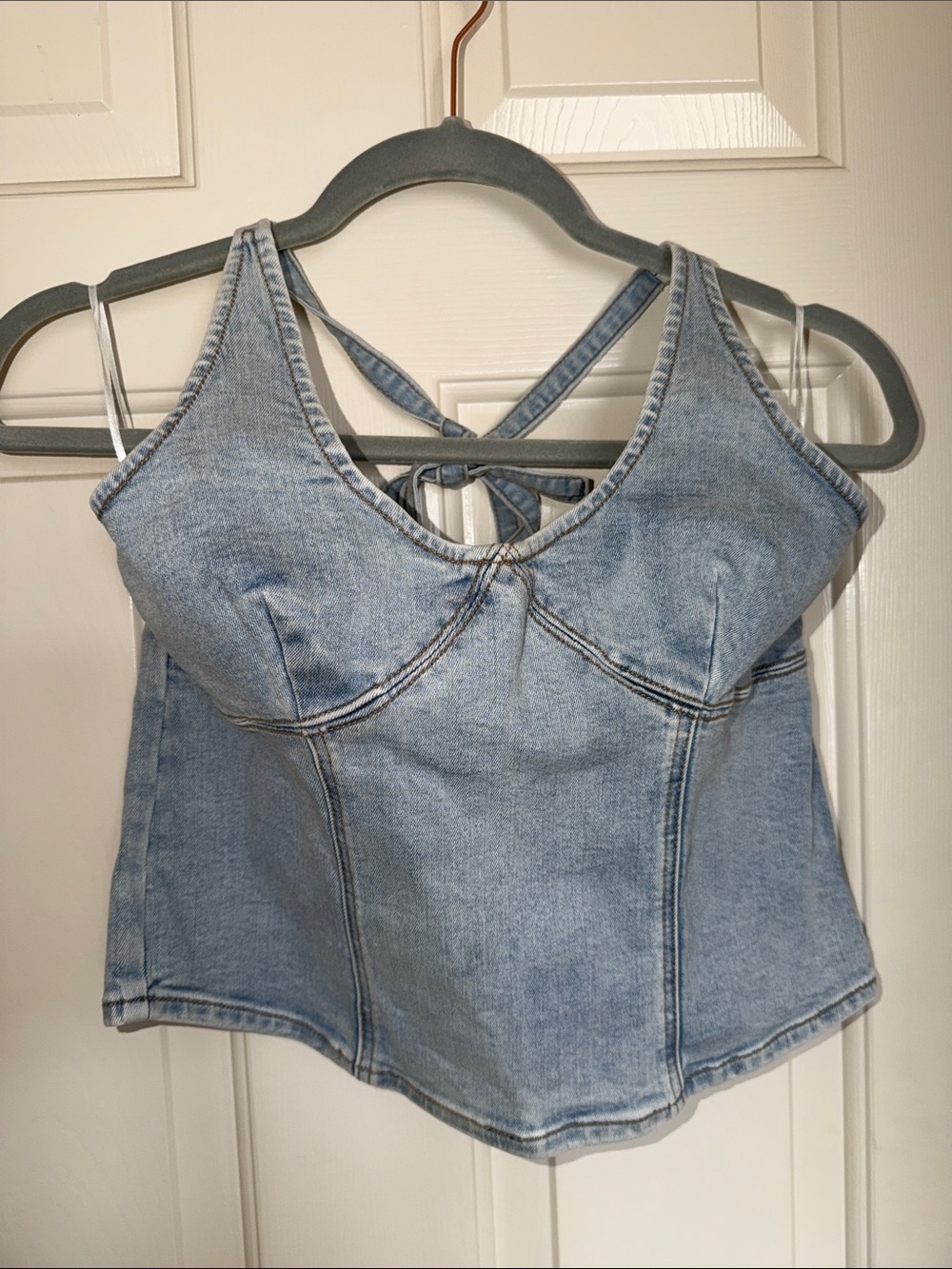 Pacsun Light Blue Denim Corset Tank Top